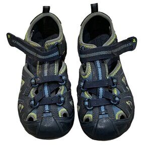 Merrell Boys Hydro Big Kid Youth Size 12 Leather Blue & Green Sandals MC53375